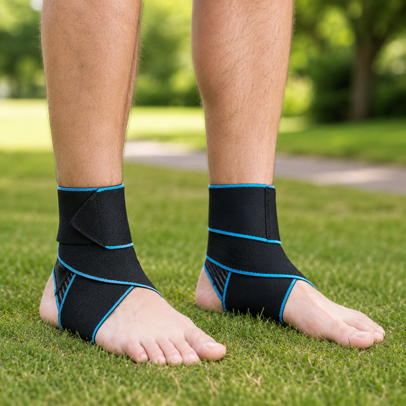 Ankle Brace 2-Pack – Elastic Sleeve with Silicone Grip Strap