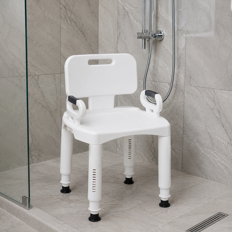 Moulded-Seat Shower Chair – Removable Arms and Back, Tool-Free