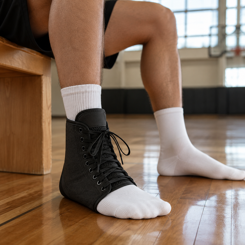 Ankle Brace with Spring Steel Stays – Lace-Up Support