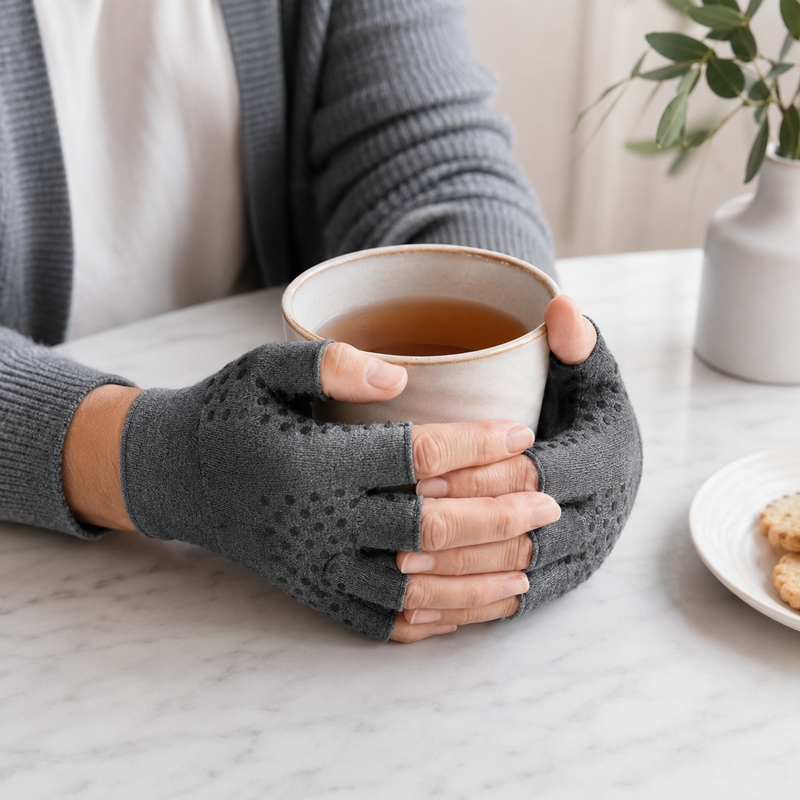 Anti-Slip Grip Arthritis Gloves – Fingerless Compression Pair