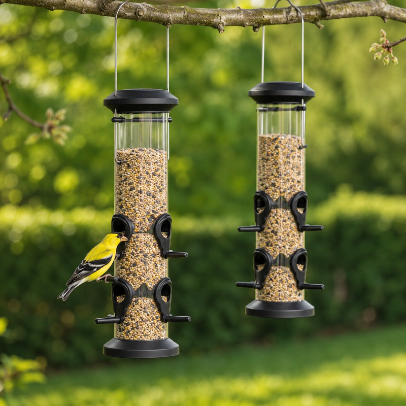 Bird Feeder 2-Pack - 6-Port Tube Feeders, 2 lb Of Seed Each
