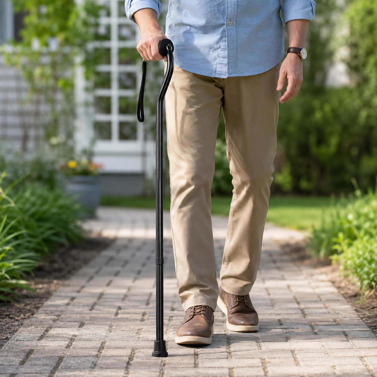 Offset-Handle Walking Cane – 12 oz, Ten Height Settings