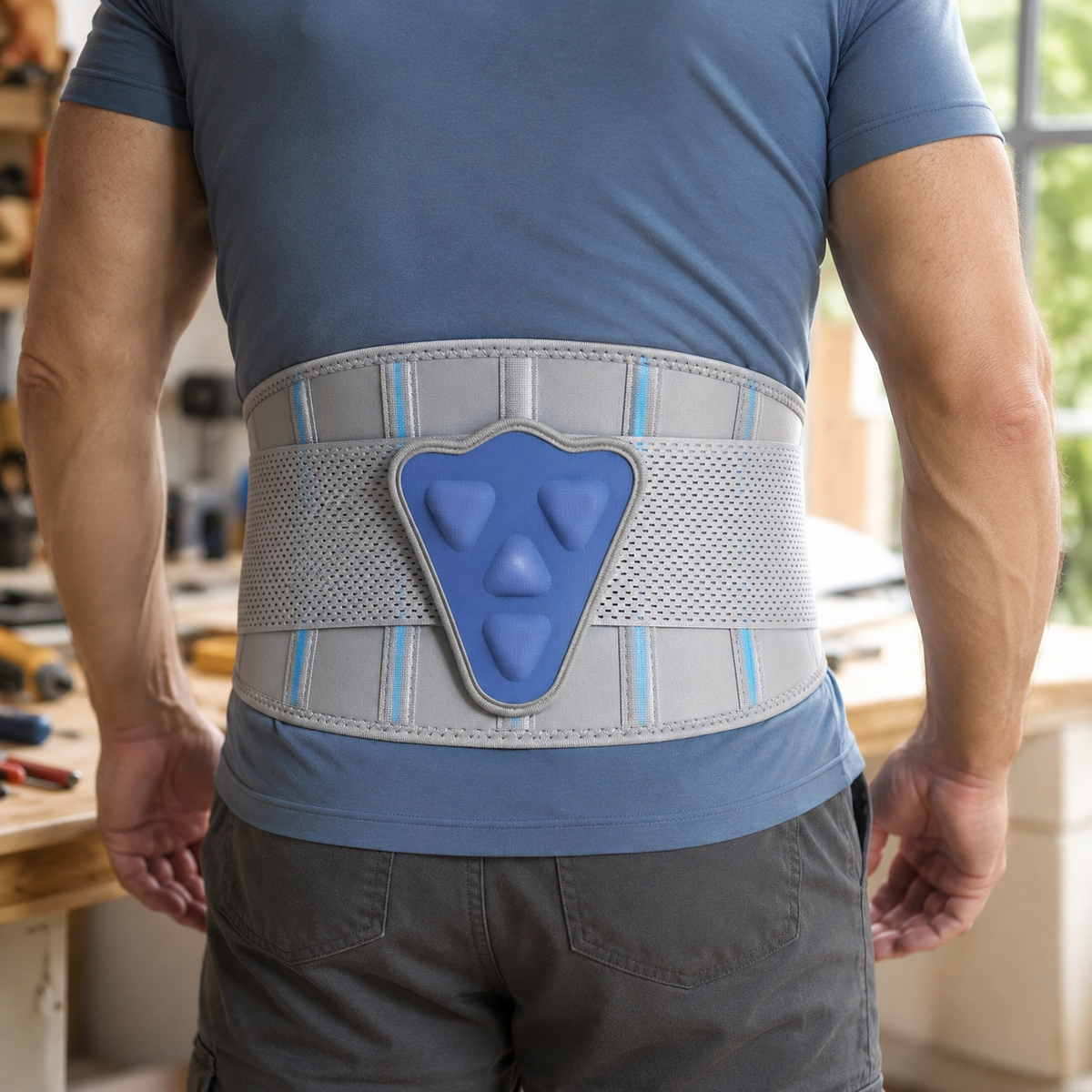 Silicone-Pad Lumbar Support Belt – Wide Compression Back Brace