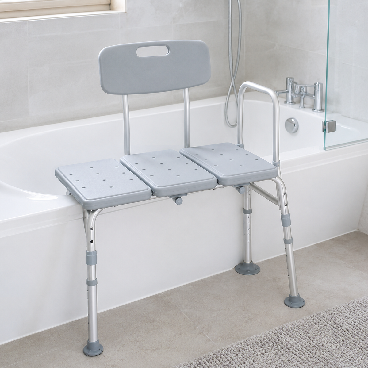 Tub Transfer Bench – Reversible Back with Suction-Cup Feet