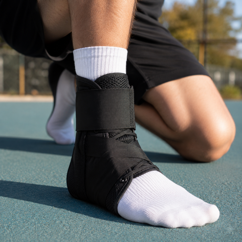 Ankle Brace with Finger-Loop Straps – Lace-Up Stabilizer