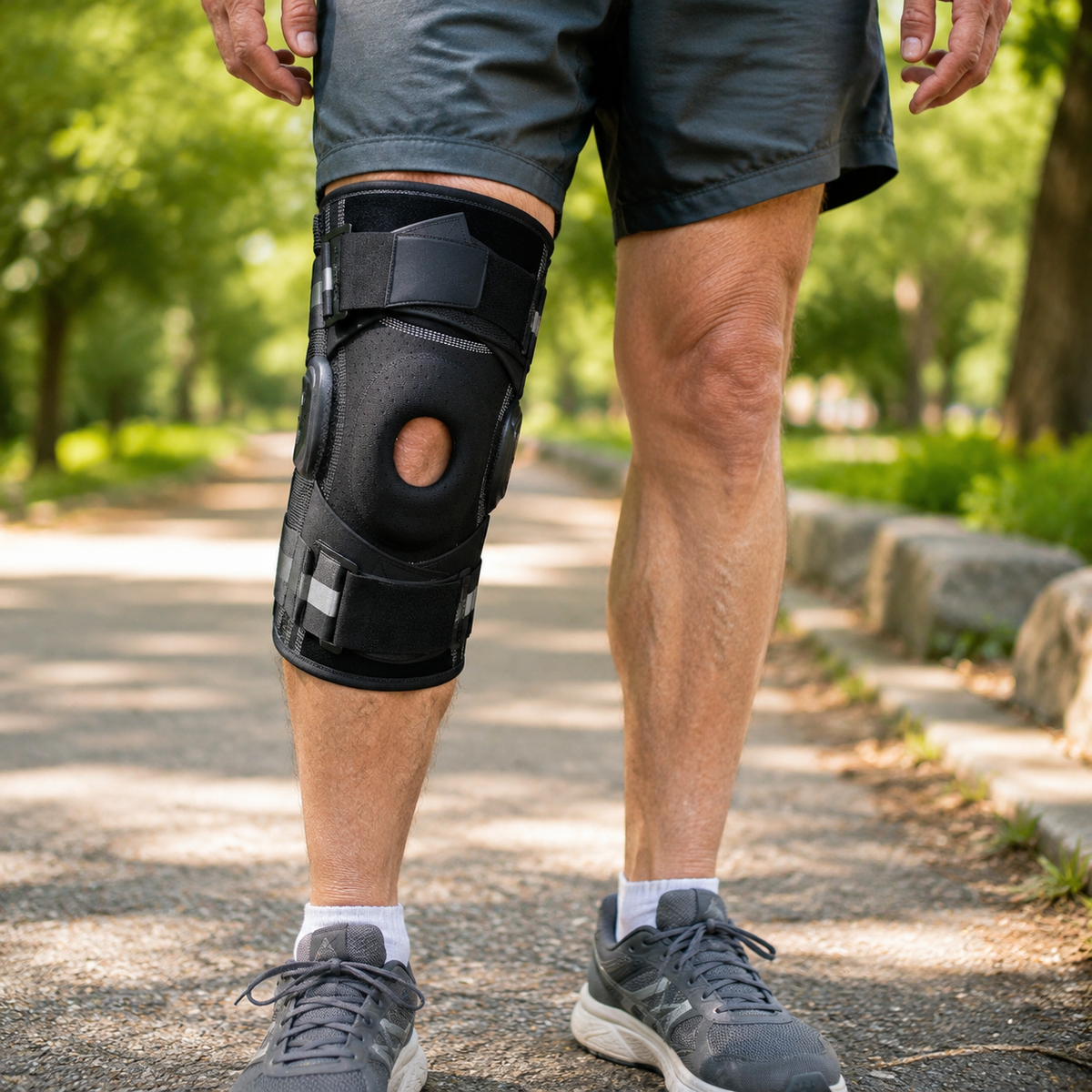 X-Strap Hinged Knee Brace – Removable Copper Side Stabilizers