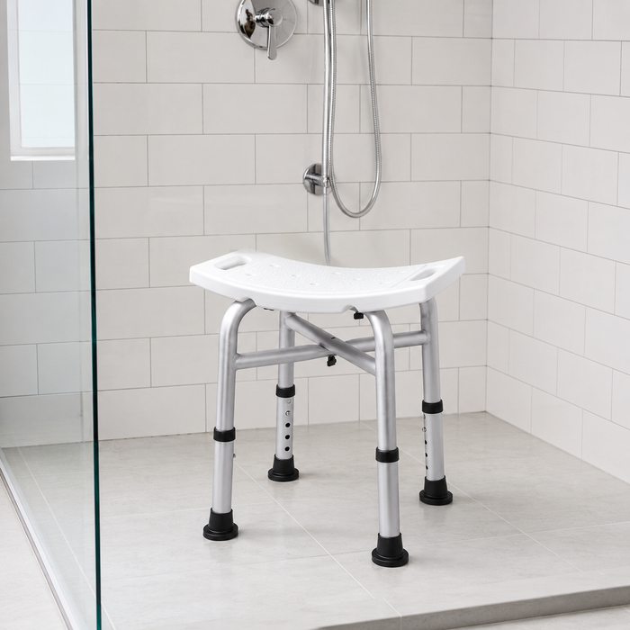 Compact Shower Stool – 5-Level Height on a 500 lb Frame