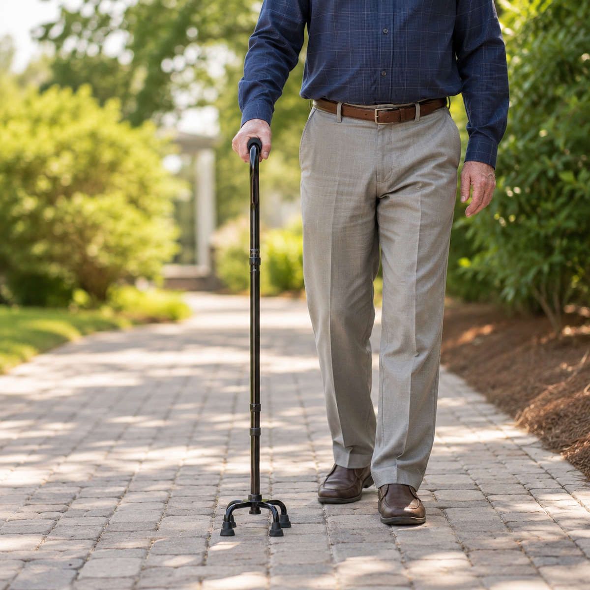 Four-Prong Quad Walking Cane – Self-Standing Adjustable Support