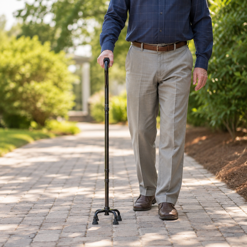 Four-Prong Quad Walking Cane – Self-Standing Adjustable Support
