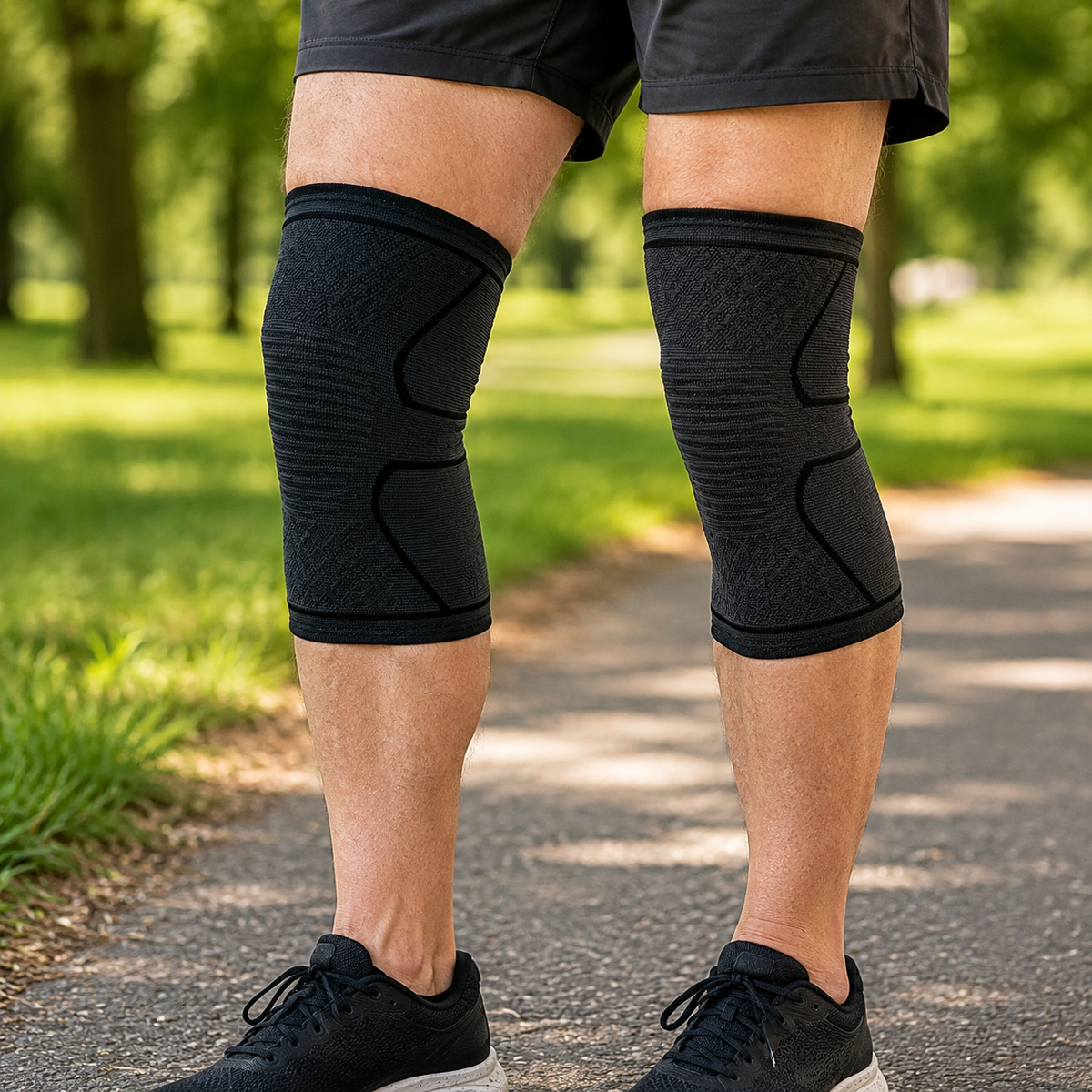 4-Way Stretch Knee Compression Sleeve – Anti-Slip 2-Pack